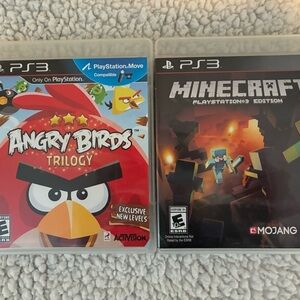 Sony PS3 Angry Birds Trilogy & Minecraft Games - Red and Multicolor